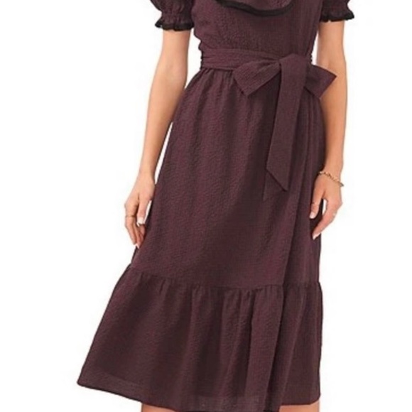 Chelsea and Violet Ruffle Scoop Neck  Short Puff Sleeve Check Print Midi… - Picture 2 of 5